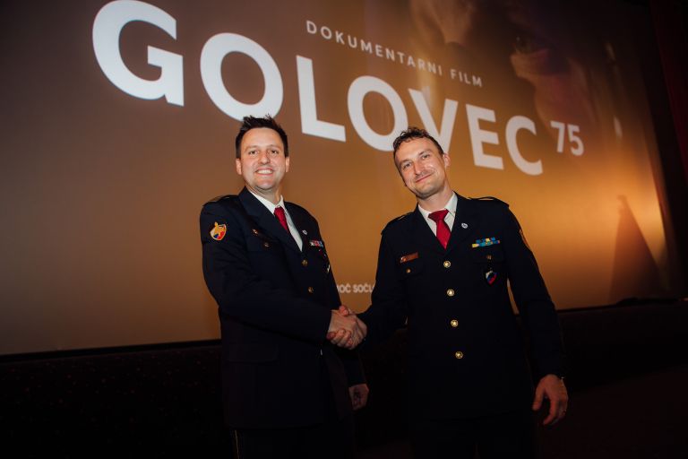 Poveljnik Poklicne gasilske enote Celje Boris Žnidarko in njegov namestnik Klemen Kotnik