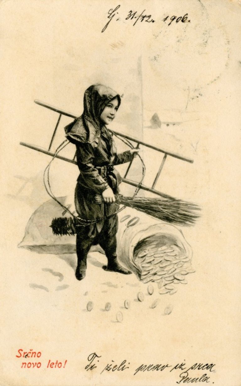 Novoletna voščilnica iz leta 1906 iz zbirk Knjižnice Mirana Jarca