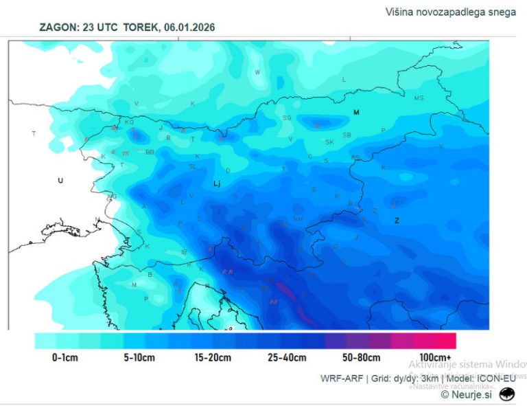 Napoved novozapadlega snega - Neurje