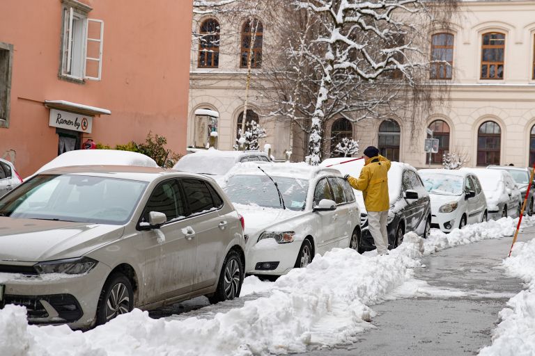 zima, mraz, avtomobil, zasnežen