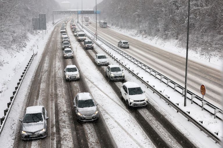 zima, mraz, avtomobil, zasnežen