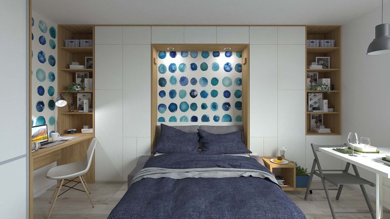 Garsonjera skrita postelja