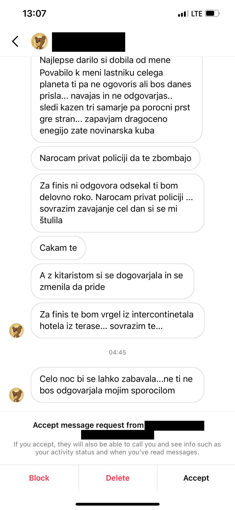 grožnja po gsm, telefon