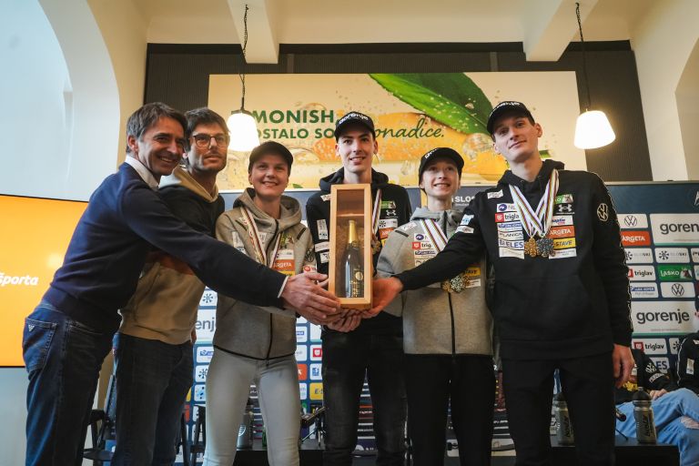 Slovenski svetovni prvaki v smučarskih skokih, Franci Petek, Rok Benkovič, Ema Klinec, Timi Zajc, Nika Prevc, Domen Prevc