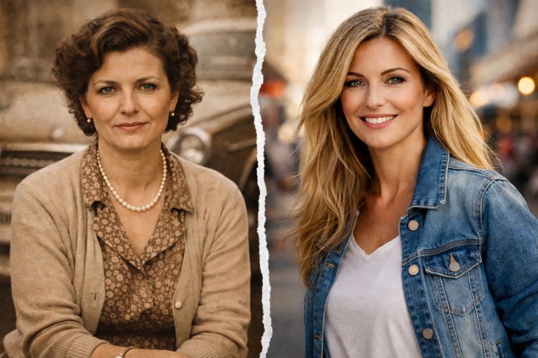 Ženska, mladost, videz, nekoč, danes