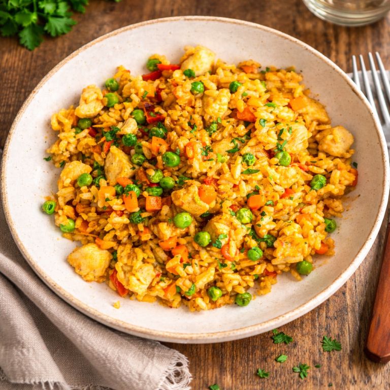 Rižota, zelenjava, piščanec