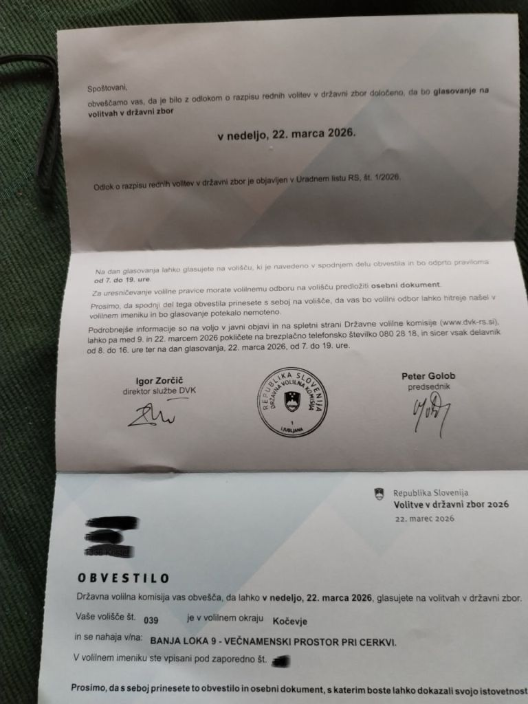 volitve, mrliška vežica, Banja loka, obvestilo