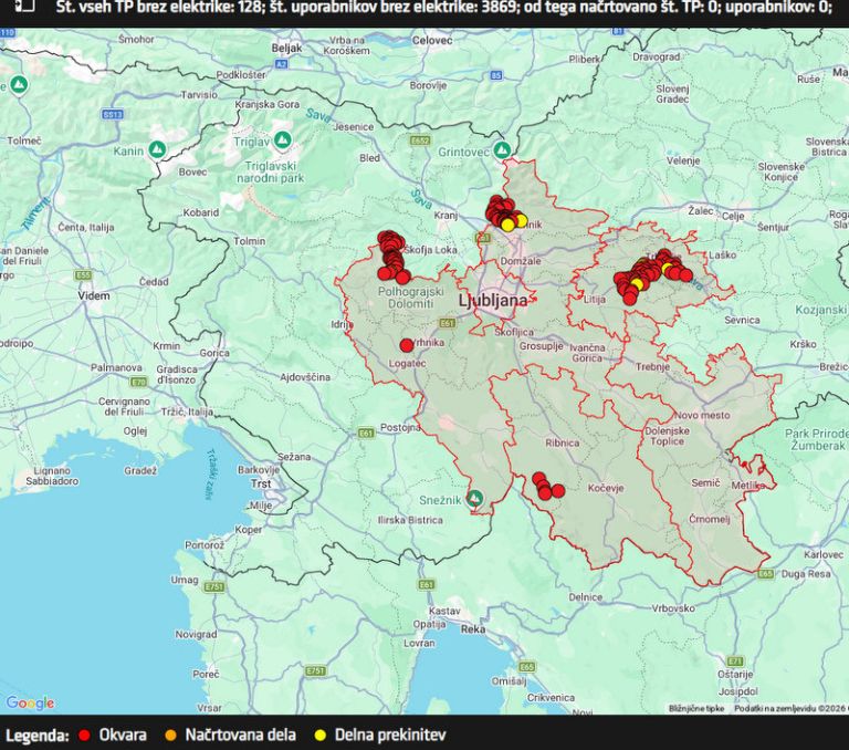 Stanje na omrežju  Elektro Ljubljana
