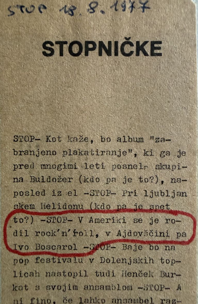 Iz revije Stop ki je izšla 18. 8. 1977.