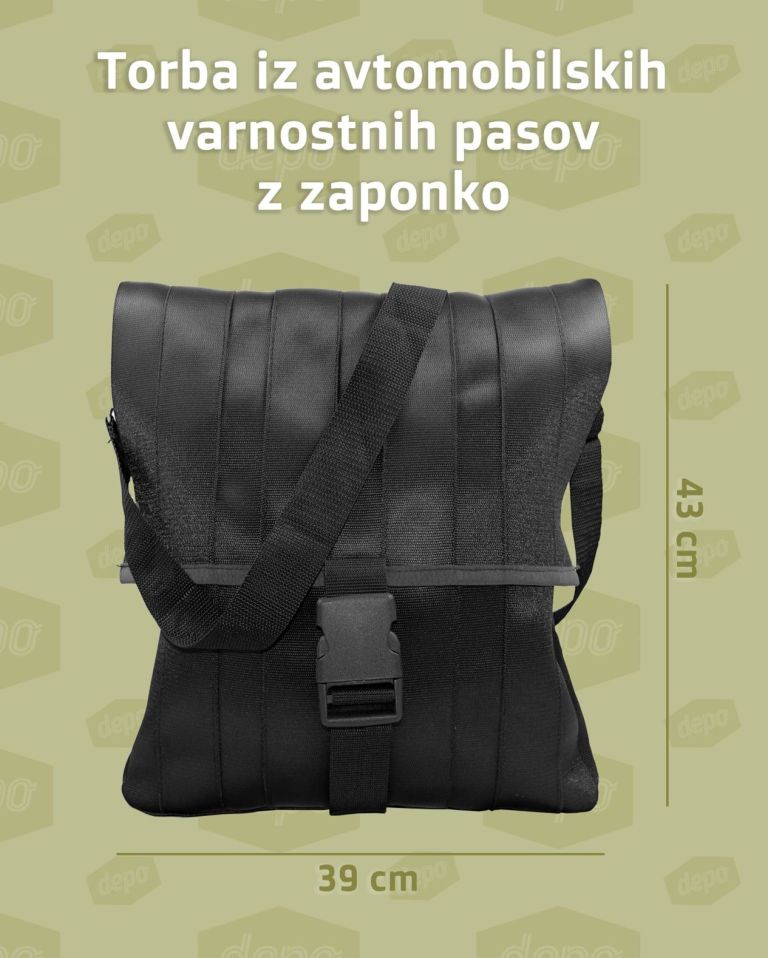 Torba iz avtomobilskih varnostnih pasov z zaponko