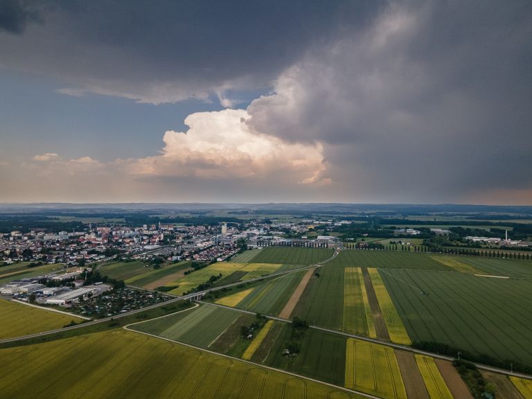 neurje, dron, nevihta, dež, padavine, murska-sobota, oblaki