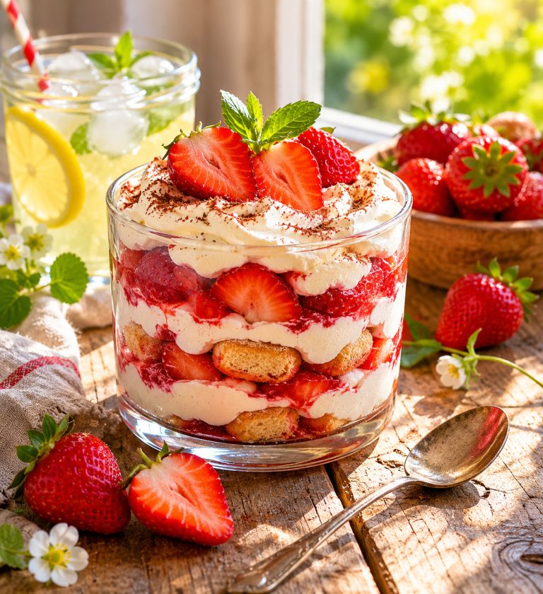 Jagodni tiramisu v kozarcu