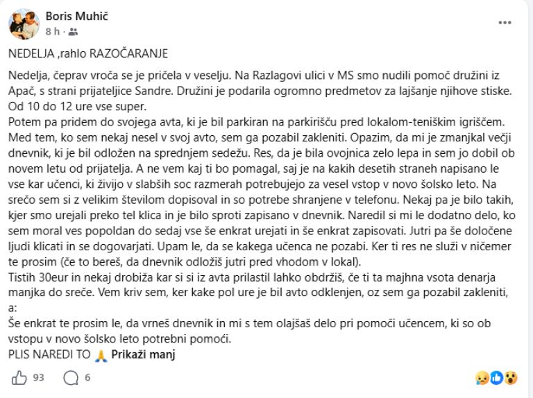 boris muhič, kraja, zapis