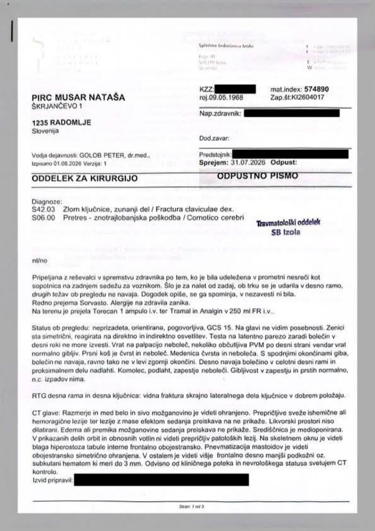 nataša pirc musar, odpustno pismo