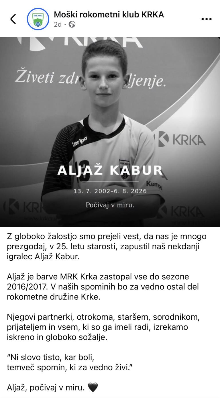 Od Aljaža Kaburja so se na Facebooku poslovili tudi pri MRK Krka