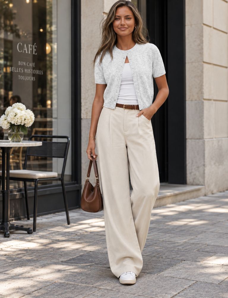 Jopica s kratkimi rokavi, hlače, moda, stil