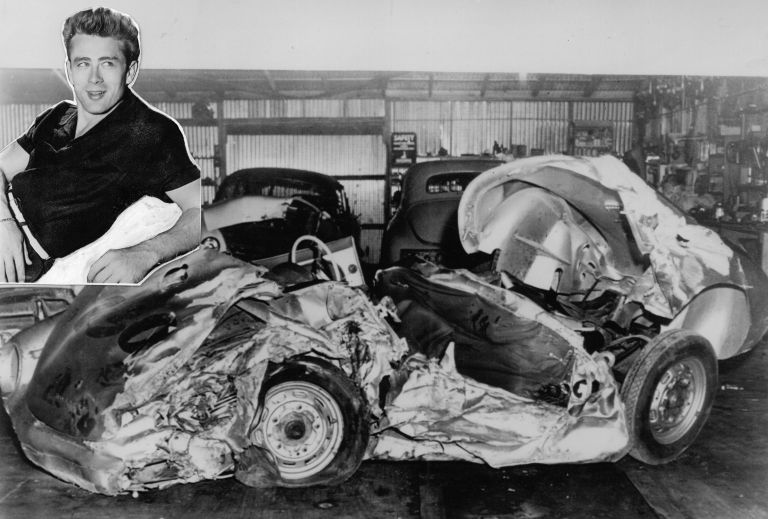 Razbitine porscheja 550 Spyder, v katerem je James Dean 30. septembra 1955 izgubil življenje. Avtomo