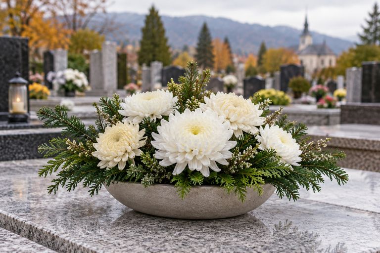 ikebana, nagrobne-dekoracije, grob