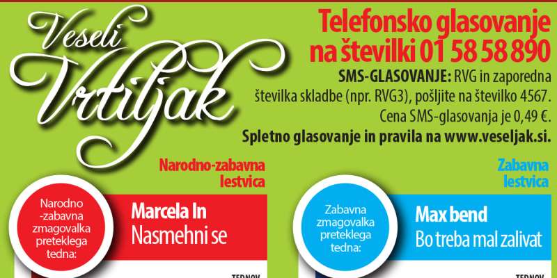 Ta teden se bomo "vrteli" z naslednjimi melodijami!