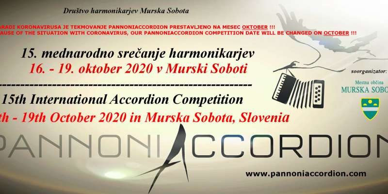 Harmonikarsko tekmovanje PANNONIACCORDION prestavljeno na oktober!