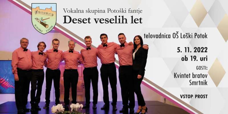 Vokalna skupina Potoški fantje vabijo na koncert