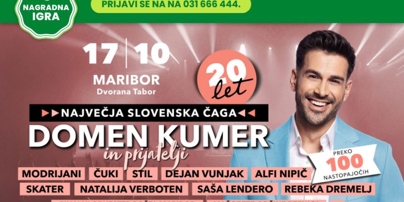 DOMEN KUMER PRAZNUJE 20 LET KARIERE Z NAJVEČJO SLOVENSKO ČAGO