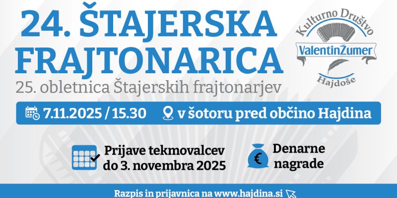Razpis za 24. tekmovanje harmonikarjev Štajerska frajtonarica