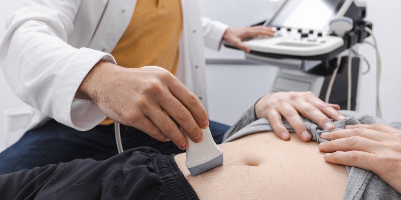 kila, ultrazvok trebuha