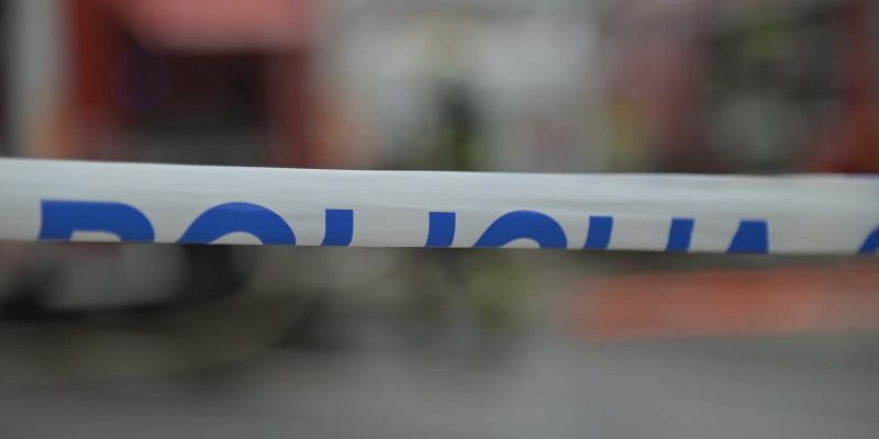 simbolična, požar, nesreča, gasilci, intervencija, policija, prizorišče, trak