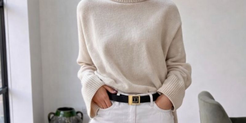 Moda, pulover, bele kavbojke