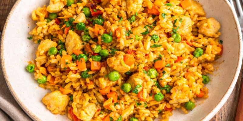 Rižota, zelenjava, piščanec