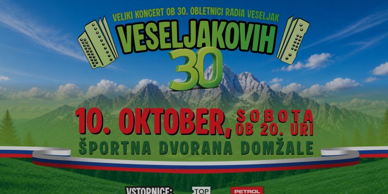 Veseljakovih 30 let: veliko praznovanje oktobra v Domžalah!