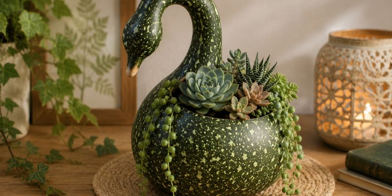 okrasna-buca, speckled-swan