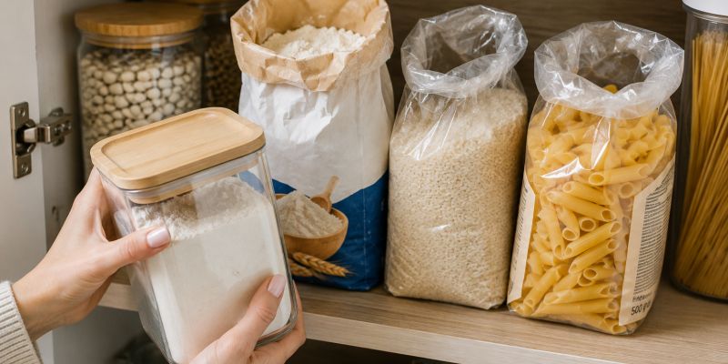 moka, riz, testenine, posode, shranjevanje-hrane