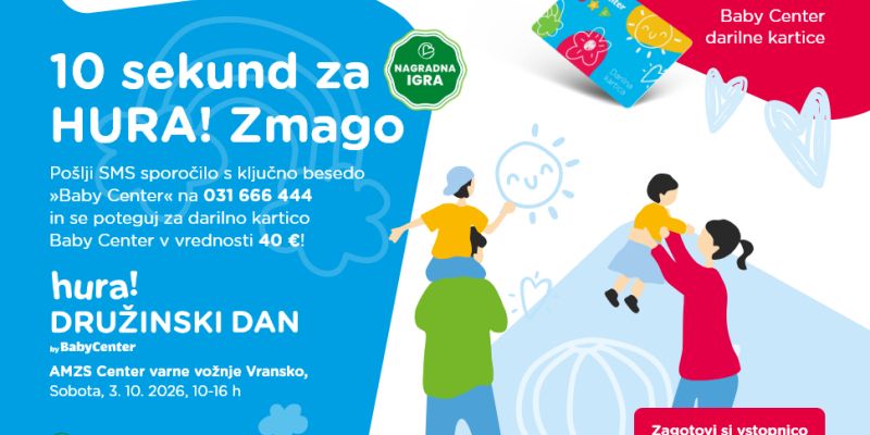 10 sekund za HURA! Zmago in Baby Center darilno kartico