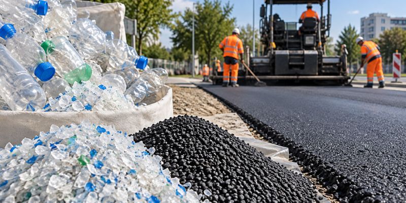 gradnja-ceste, asfaltiranje-ceste, plastenke, mikroplastika