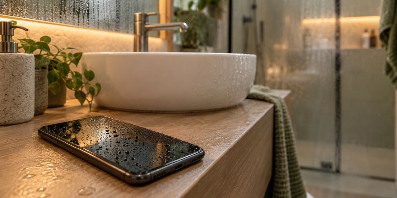 telefon, kopalnica, umivalnik