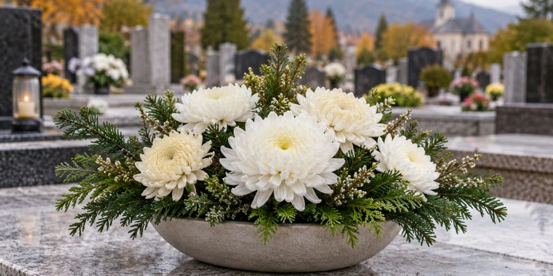 ikebana, nagrobne-dekoracije, grob