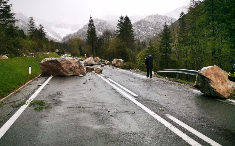 cesta na ljubelj, skalnati podor