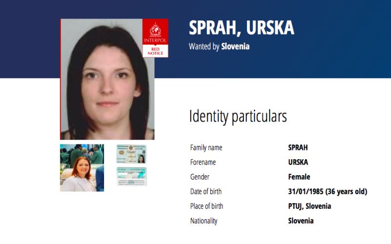 Interpol, tiralica, Urška Šprah