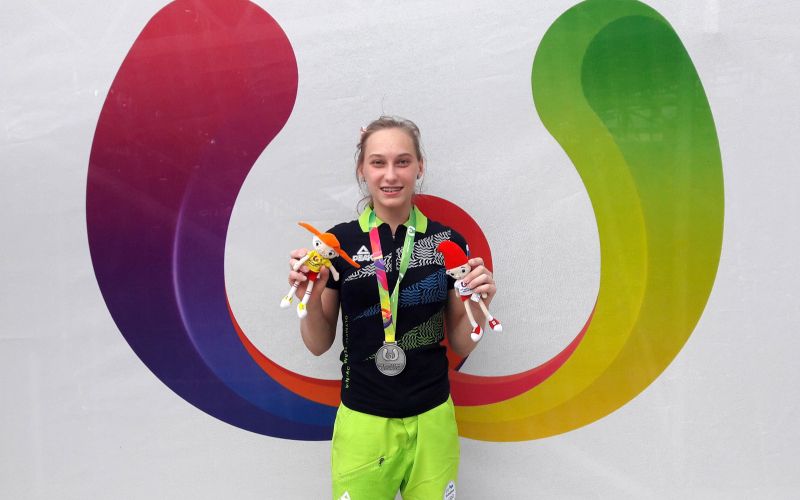 Srebro za Janjo Garnbret na svetovnih igrah Vroclav 2017 (foto Gorazd Hren)