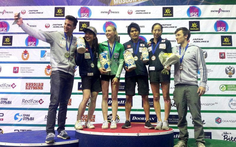 Janja Garnbret zmagala v Moskvi, Jernej Kruder drugi, Gregor Vezonik tretji (foto Gorazd Hren)