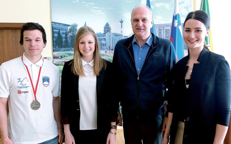 sprejem atletov tadej enci, maja mihalinec, nina djordjevic