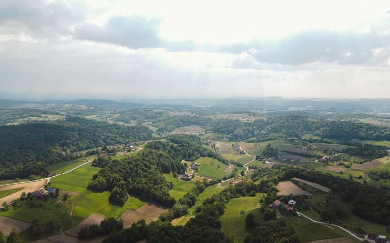 dron, panorama, simbolična, goričko, gozd, narava