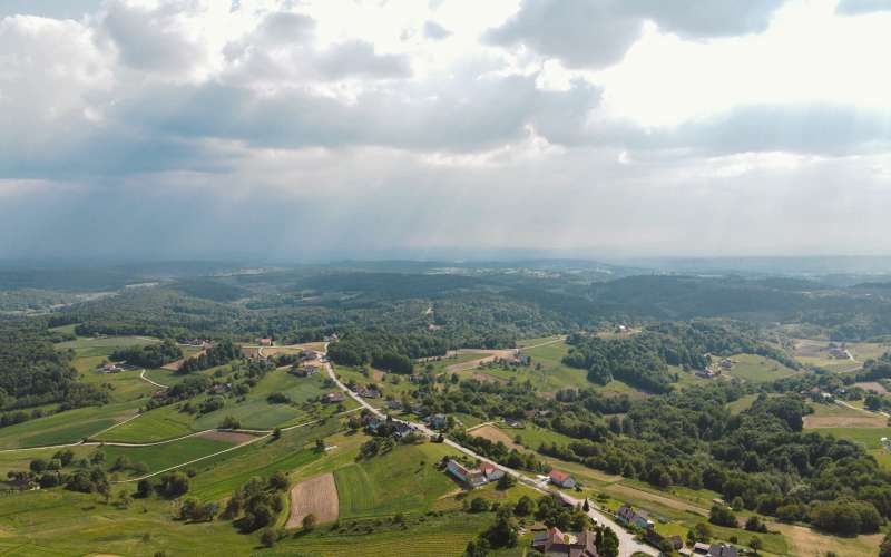 dron, panorama, simbolična, goričko, gozd, narava