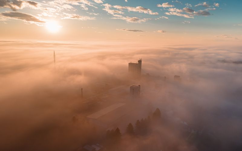 simbolična, nebo, megla, dron, murska-sobota, sončni-zahod, sonce, oblaki