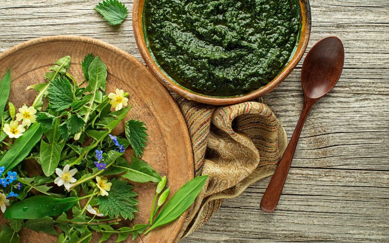 čemaž, koprive, pomladna zelenjava