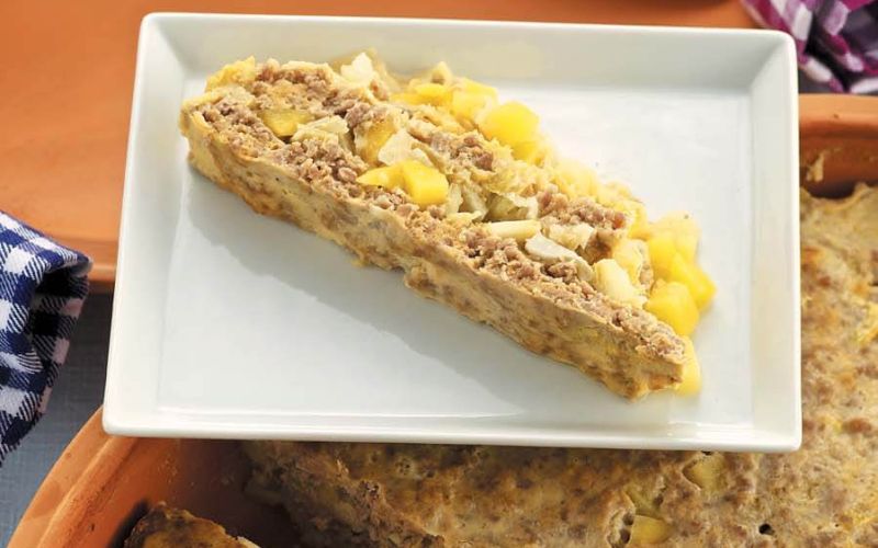 Römertopf Faschierter Braten mit Kartoffeln und Chinakohl