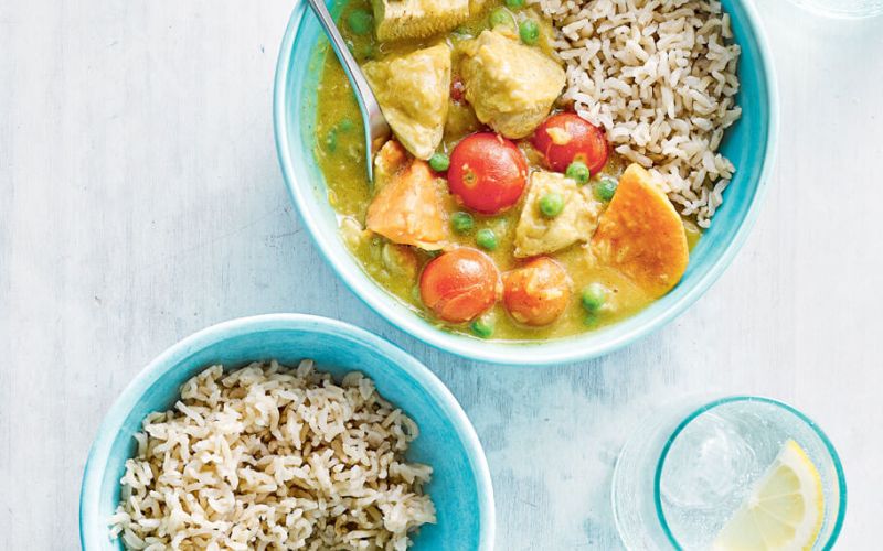 chicken, sweet potato and pea curry