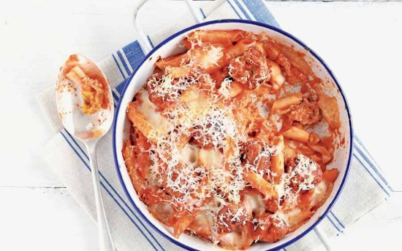 sausageball pasta bakeeveryday